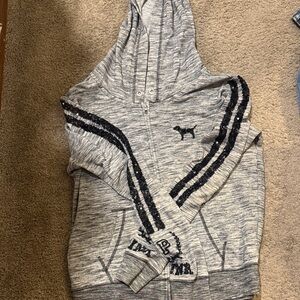 Pink bling zip up hoodie